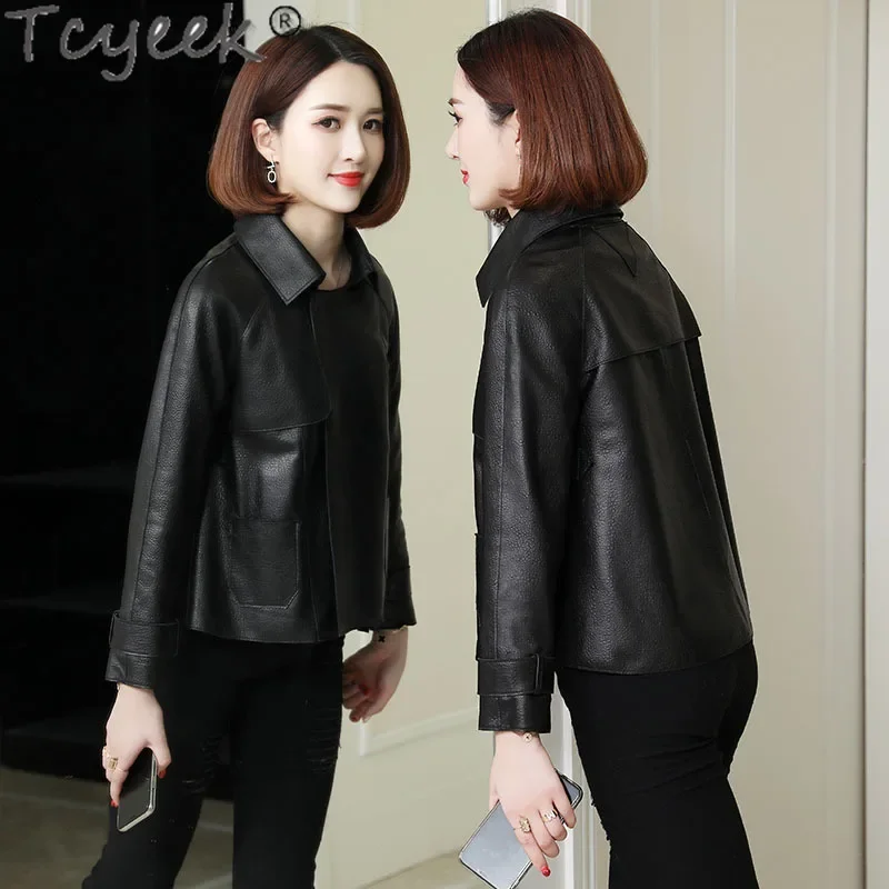 Tcyeek Genuine Leather Jacket for Women Streetwear Real Sheepskin Coats Odzież damska Wiosna Jesień Дубленка Женская 2024