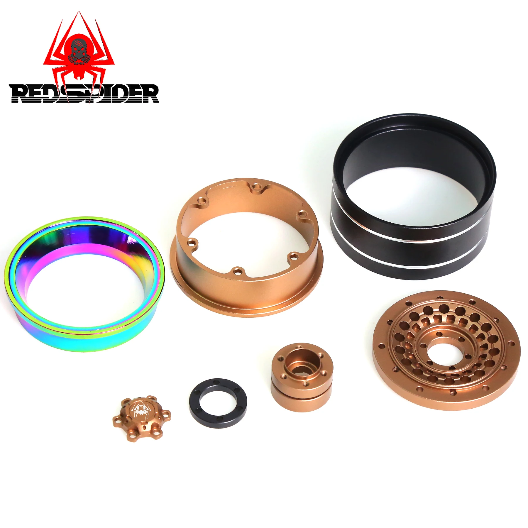 RED SPIDER 95g Super Heavy & Aluminum Deep Dish 1.9\' Beadlock Wheel Rim for 1/10 RC Crawler SCX10 TRX4 VS4-10 Gen8 (Rs)