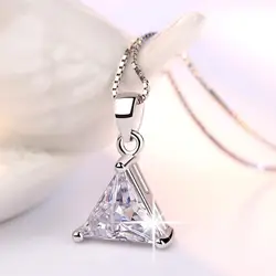 Triangle Cut Moissanite Necklace 2CT Lab Created Diamond Pendant Necklace Solid S925 Silver Moissanite Wedding Jewelry