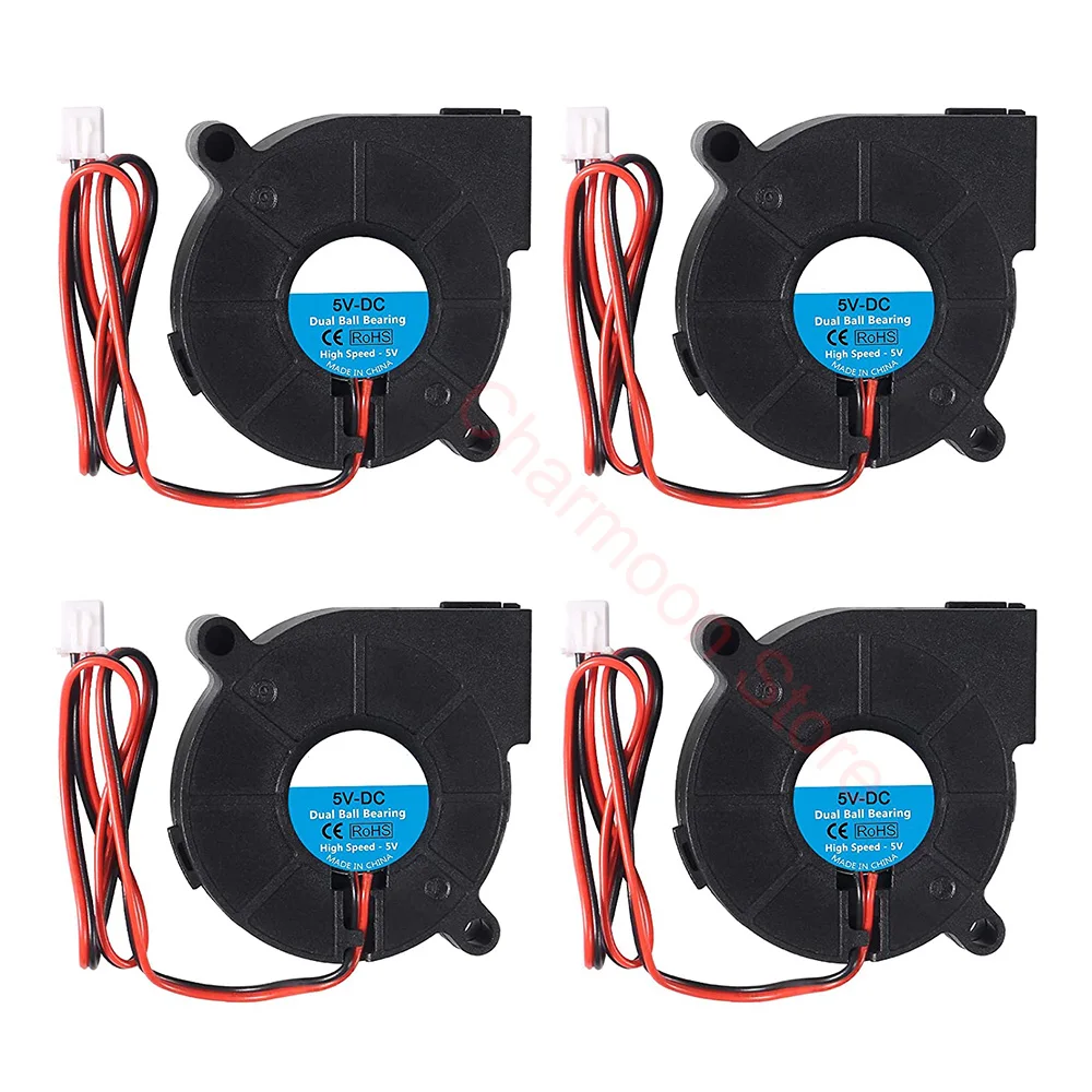 4pcs 50x15mm 5015 Brushless Blower Fan 5V/12V/24V Turbine Turbo Fan for 3D Printer