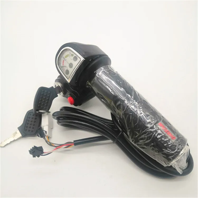 Wuxing 111DX 36V 48V E bike throttle electric bike gas handle with battery indicator and ignition switch electric scooter parts