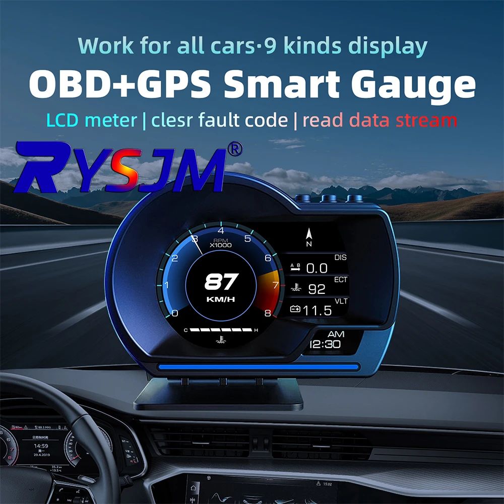 Ferramenta de Diagnóstico OBD2 com Display Head-Up para Carros, Caminhões e SUVs, Velocímetro GPS, Alarme de RPM do Turbo, Display HD, Eletrônicos Automotivos