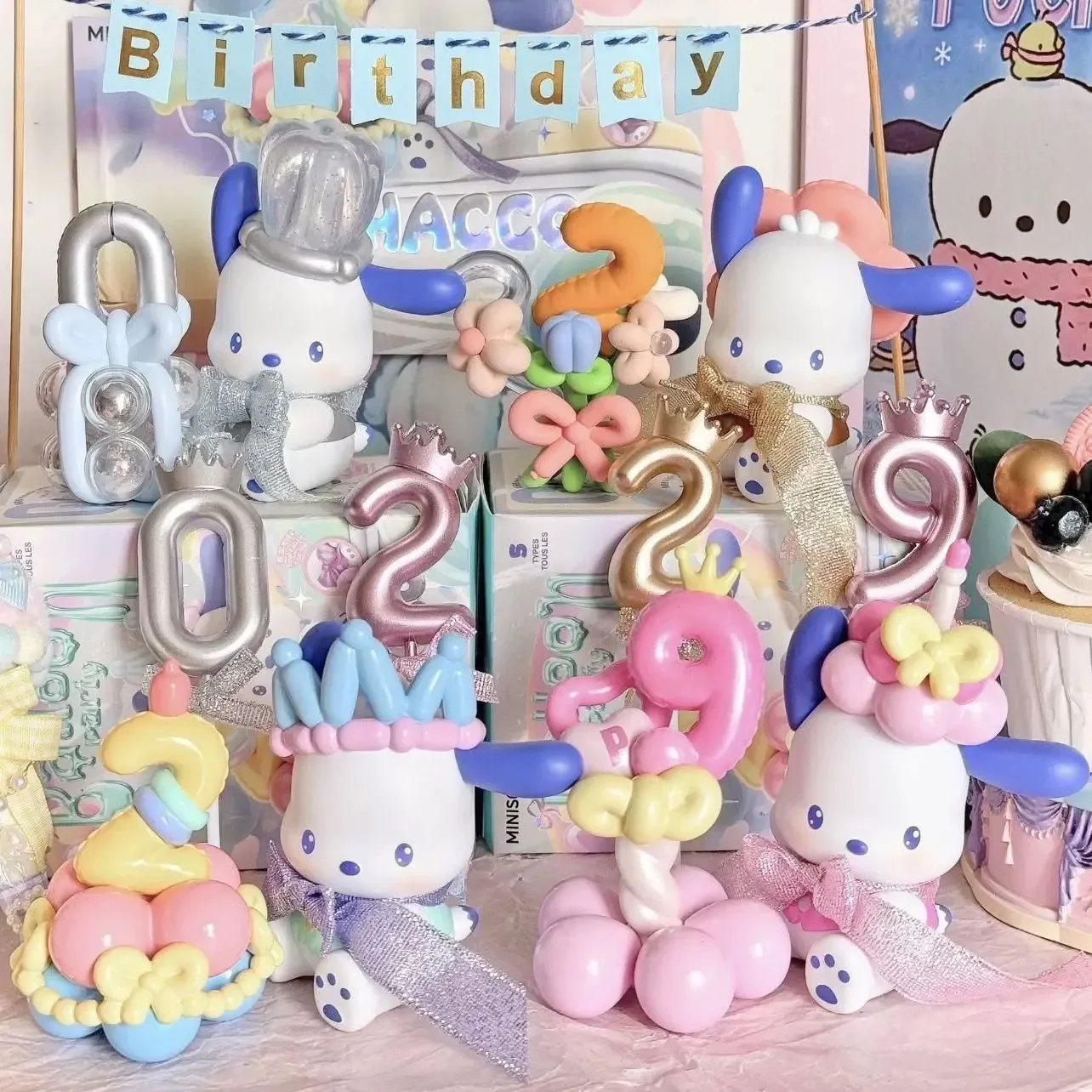 

Sanrio Pacha Dog Balloon Party Series Blind Box Cartoon Cute Collection Model Hand Figure Ornament Doll Peripheral Toy Gift