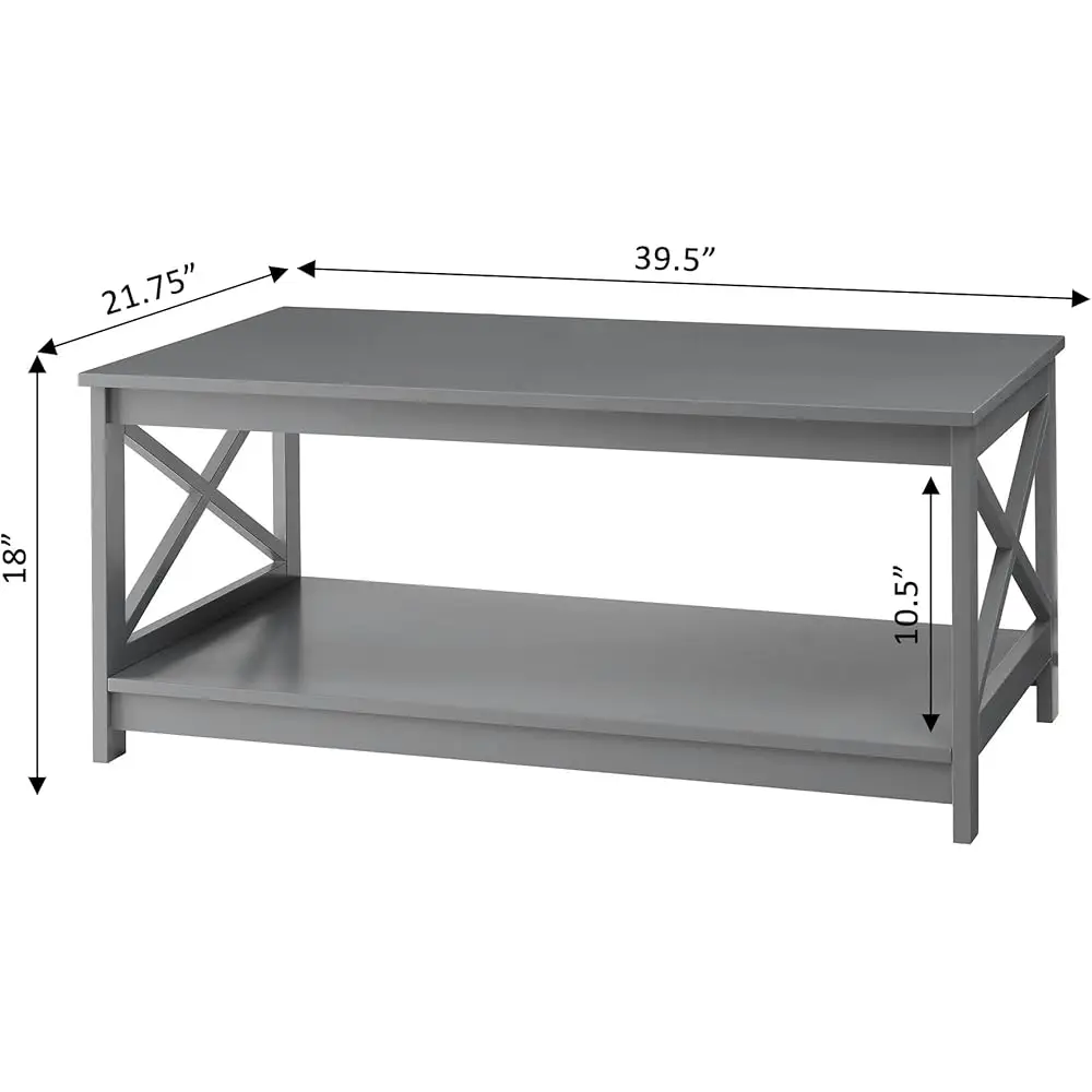 Ox Coffee Table With Shelf, Gray