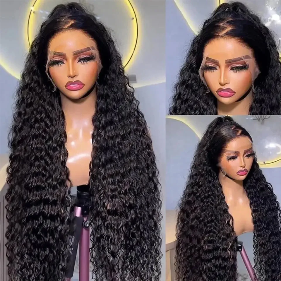 MsSunlight-شعر مستعار بشري بموجة عميقة أمامي ، مجعد ، دانتيل شفاف ، شعر مستعار بموجة مائية ، كثافة ، 13 × 4 ، 13x6