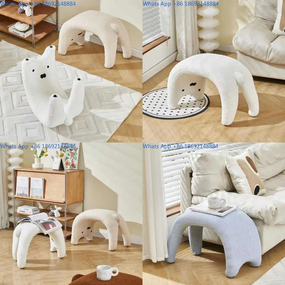 

Plush Cat Stool Creative Cream Style Unique Shaped Bench for Home Decor High Quality Dressing Stool