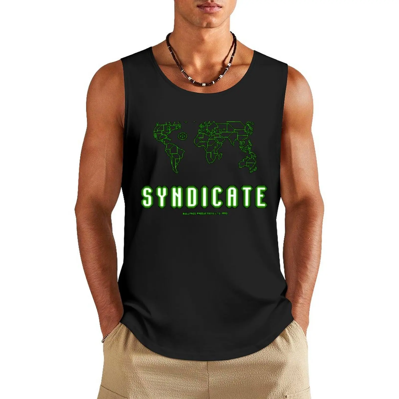 

SYNDICATE MAP Tank Top Man summer clothes Men's sleeveless gym shirts Male clothes fashion 2025 man