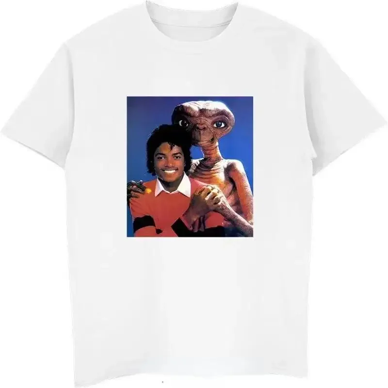 2024 Michael Jackson and E.T T Shirt Women Men Shirts Funny Retro Graphic Tshirts Summer Fashion Streetwear Men Clothing