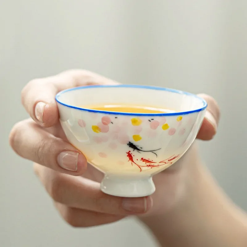 Hand-Painted White Ceramic Tea Cup, Kung Fu Tea Cups, Traditional Chinese Elegance