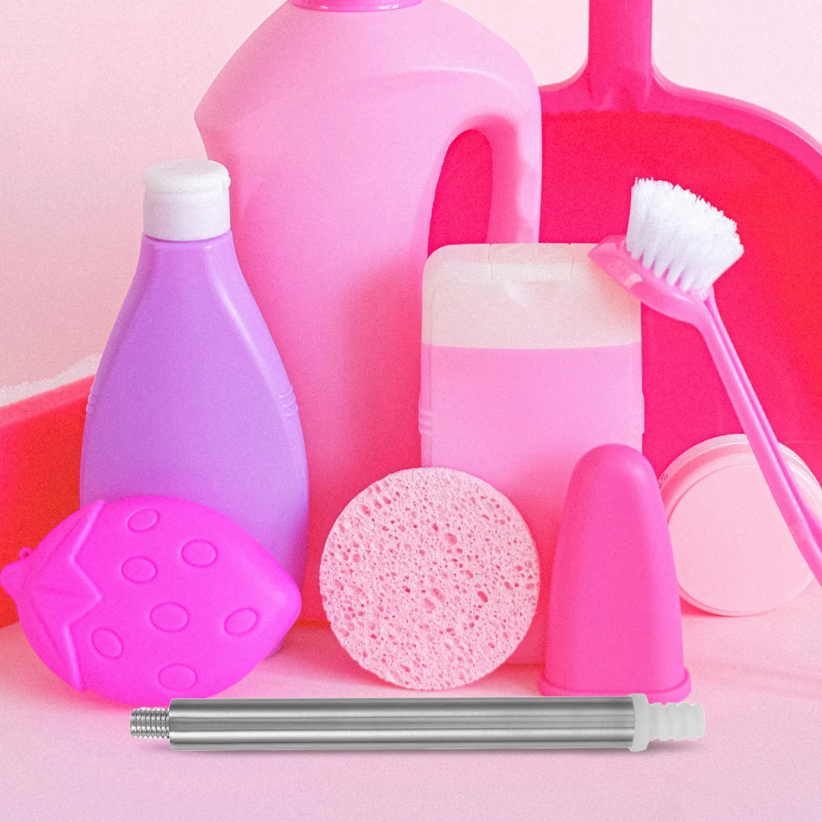 

2Pcs Toilet Brush Replacement Pole Stainless Steel Long-Lasting Lower Handle for Toilet Cleaning Accessory Brush Pole Adapter