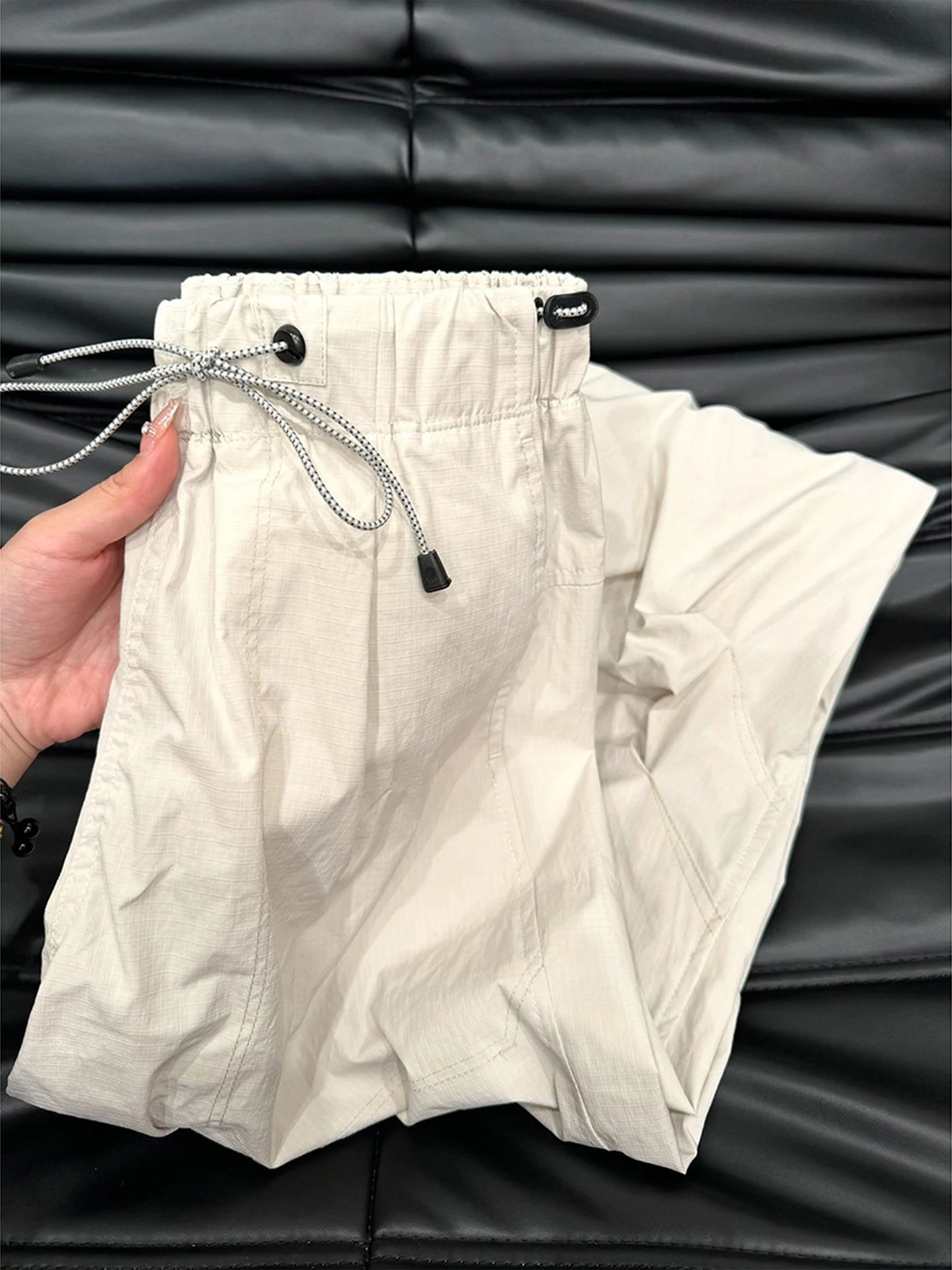 

Outdoor Casual Folded Trousers Men's Lightweight Waterproof Drawstring Pants Summer American Style Straight Leg Pants