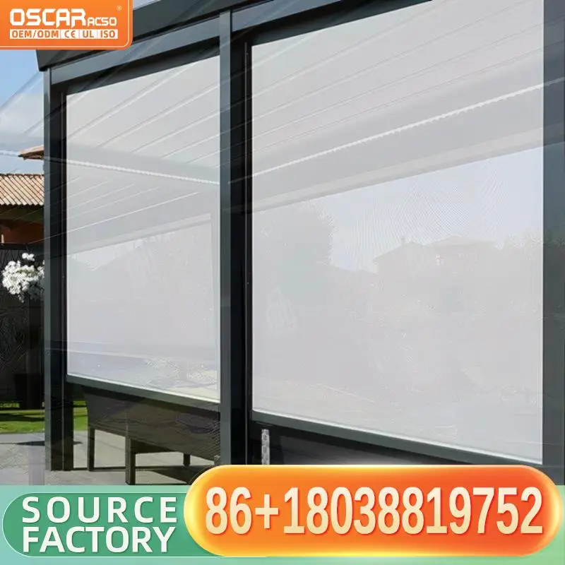 Waterproof Clear Outdoor Roller Blind Motorized Zip Track Plastic Manual Transparent Zip Blind Rolling Blind