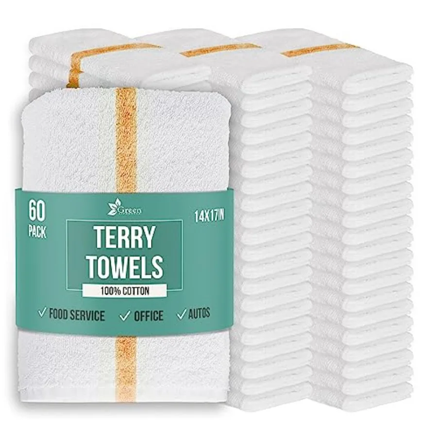 

Terry Towels 14" x 17" Cotton Bar Towels Cleaning Rags Absorbent Terry Cloth Kitchen Towels for Restaurant Food Service and Hom