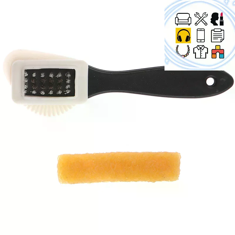 2pcs/set Leather Stain Cleaner Suede Shoe Brush 3 Side Cleaning Brush Rubber Eraser Black S Shaped Shoes Cleaner Boot Shoe