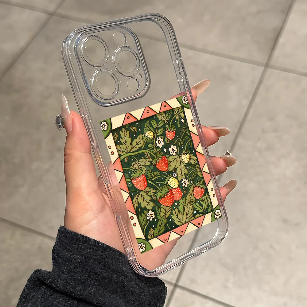 Erdbeerpflanze Silikon Handyhülle für IPhone 17 16 15 14 13 12 11 Pro Xs Max Air Mini 7 8 6 6s Plus SE 2020 2022 Cover