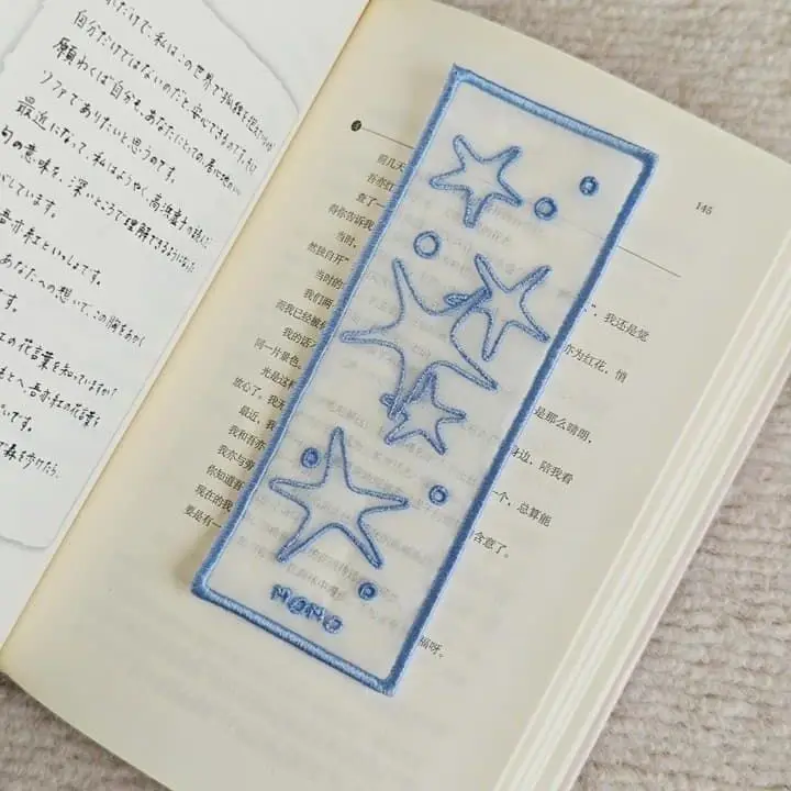 Starfish Raindrops Organza Embroidery Bookmark Ins Reading Mark Delicate Student Gift Office School Supplies Stationery Items