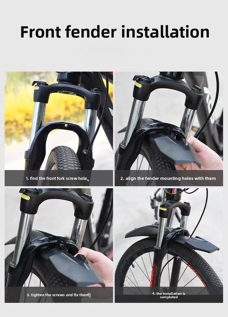 Fahrradschutzblech für Mountainbikes, universell für 24-26-27,5-Zoll-Rennräder, Schutzblech für Fahrräder, umfassendes Zubehör – Detail 1