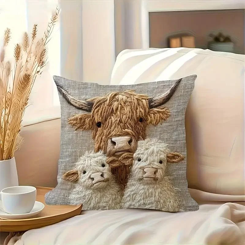 Cute Cartoon Animal Series Printed Pillowcase Soft Alpaca Puppy Cushion Cover Home Office Living Room Sofa Decoration Dust Cover
