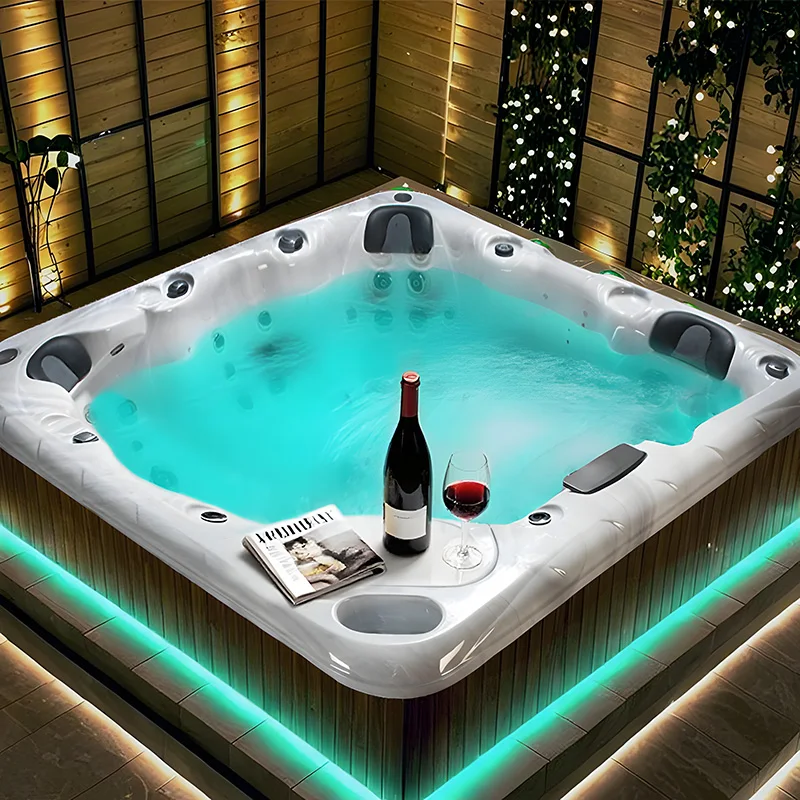 FL Portable Acrylic Bubble Whirlpool Spa, 130 Jets Inflatable Massage Tub, Heated Hot Pool for Backyard & Rooftop