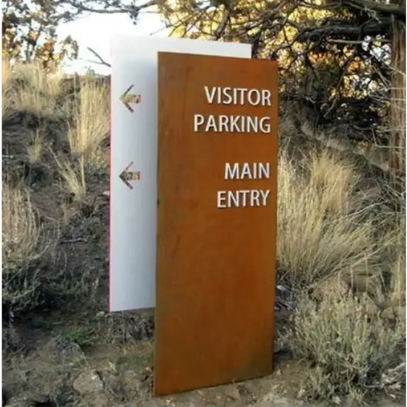 Cutting Personalized Rusty Metal House Number Outdoor Corten Steel Sign