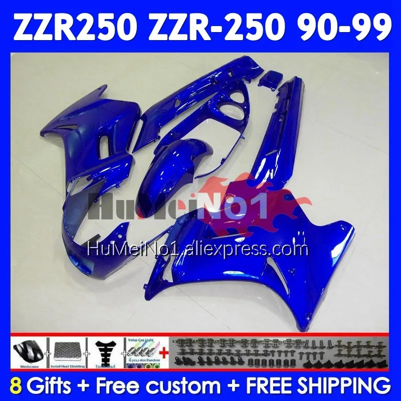 Bodys For KAWASAKI NINJA ZZR 250 ZZR-250 Glossy Blue 241No.63 ZZR250 1990 1991 1992 1993 1994 1995 1996 1997 1998 1999 Fairing