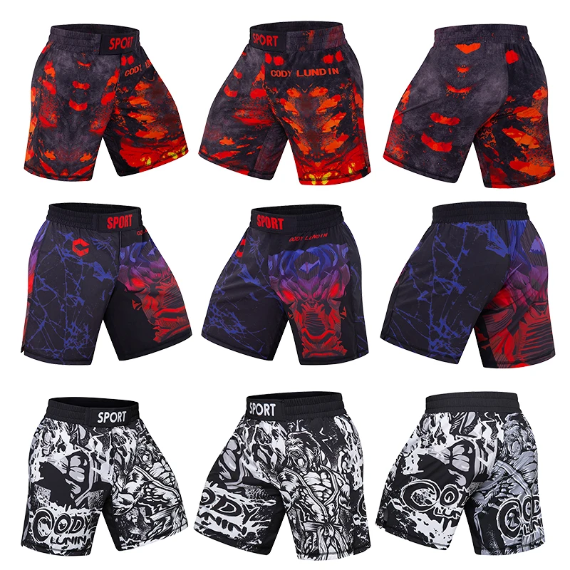 Cody Lundin Quickly Dry Muay Thai Kickboxing Training MMA Shorts Men's Casual Elastic Waist Boxer Boxing Jiu-Jitsu Trunks