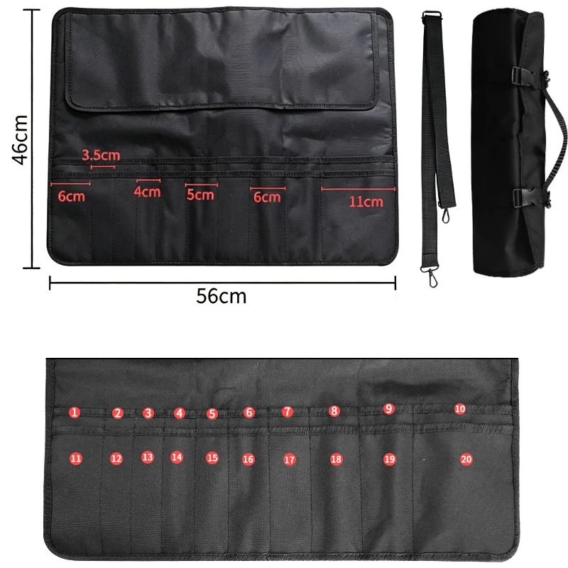 24 Slots Wear-resistant Kitchen Slicing Cleaver Knife Storage Pocket Professional School Chef Knife Bag Picnic BBQ Carrying Case