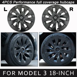 Tapacubos de repuesto para rueda de coche, accesorios de cubierta de llanta completa, 4 piezas, 18 pulgadas, Model 3 para Tesla, 2018-2023