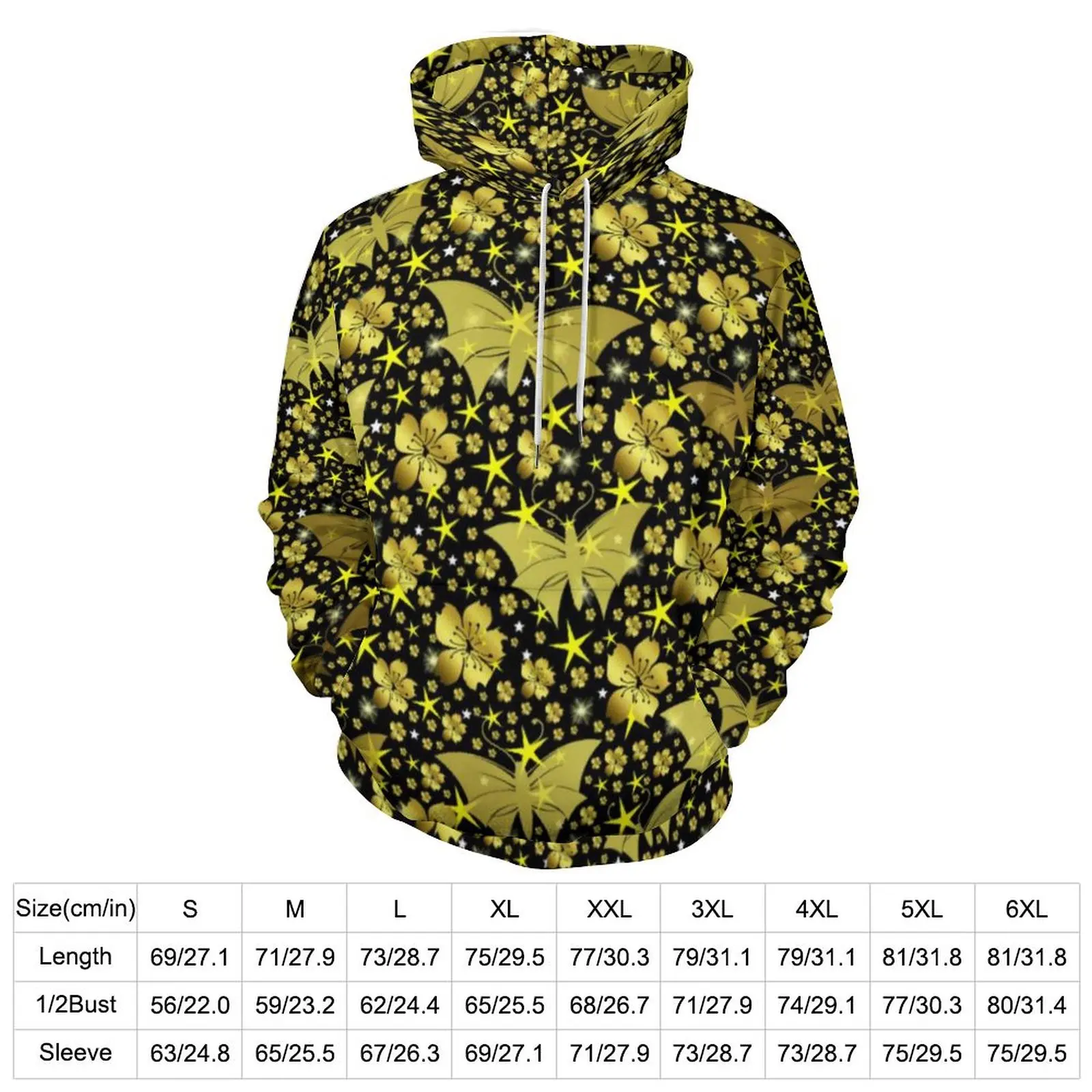 Gold Bright Metallic Hoodies Long Sleeve Shiny Butterflies Casual Hoodie Winter Streetwear Oversized Design Loose Sweatshirts