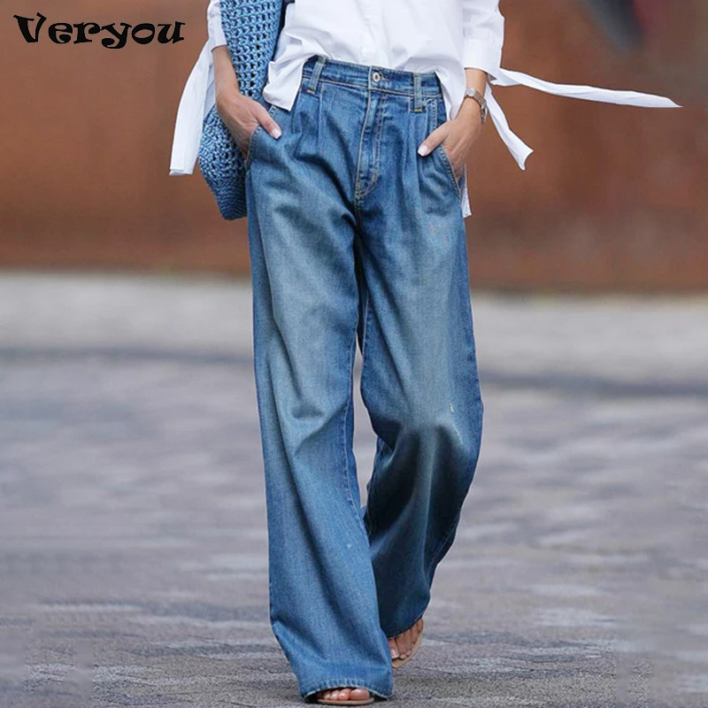 

New High Waist Women Jeans 2023 Autumn New Fashion Retro Flared Pants Loose Casual Wide Leg Pants Women's Street Pants