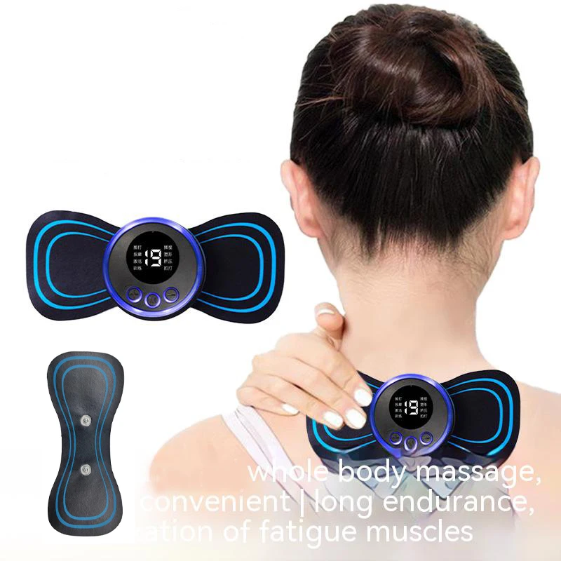 Neck Massager Portable Mini Electric Neck Massage Relaxation Machine Cervical Stimulator Pain Relief Kneading Gel Pads Household