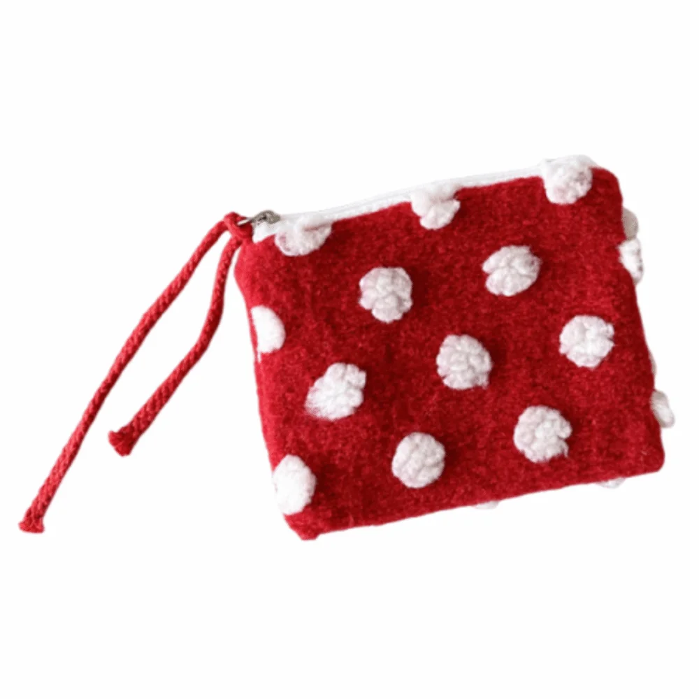 Heart-shaped Cosmetic Storage Bag Portable Dustproof Key Lipstick Bag Sweet Zipper Plush Coin Purse Valentine's Day Gift