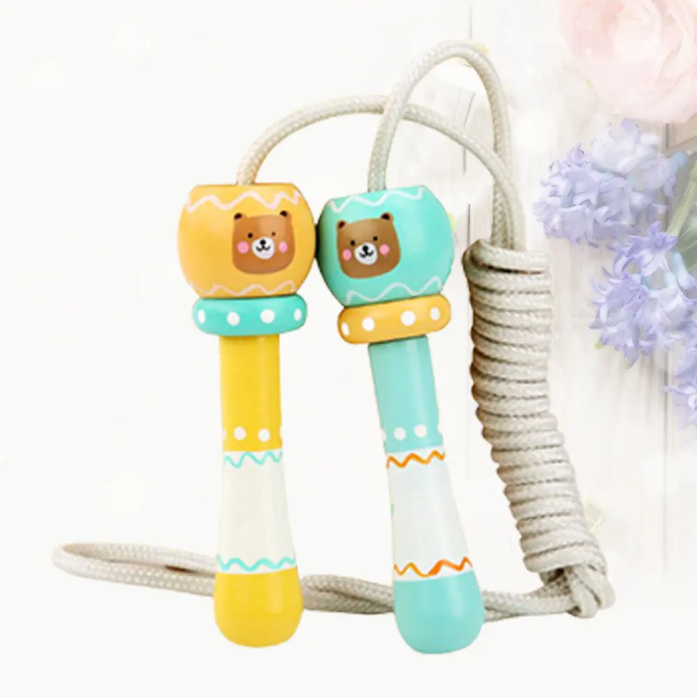 

Cartoon Bear Pattern Wooden Jump Rope Exercise Equipment for Indoor Outdoor Skipping Rope Exercise Ropes
