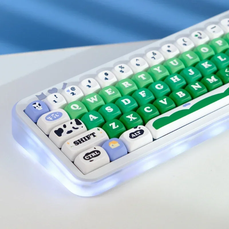 Imagem -05 - Tampa Chave de Pasto Lácteo Pbt Moa Perfil 129 Teclas Conjunto Teclado Mecânico de Sublimação Térmica de Tiro Duplo para Personalização