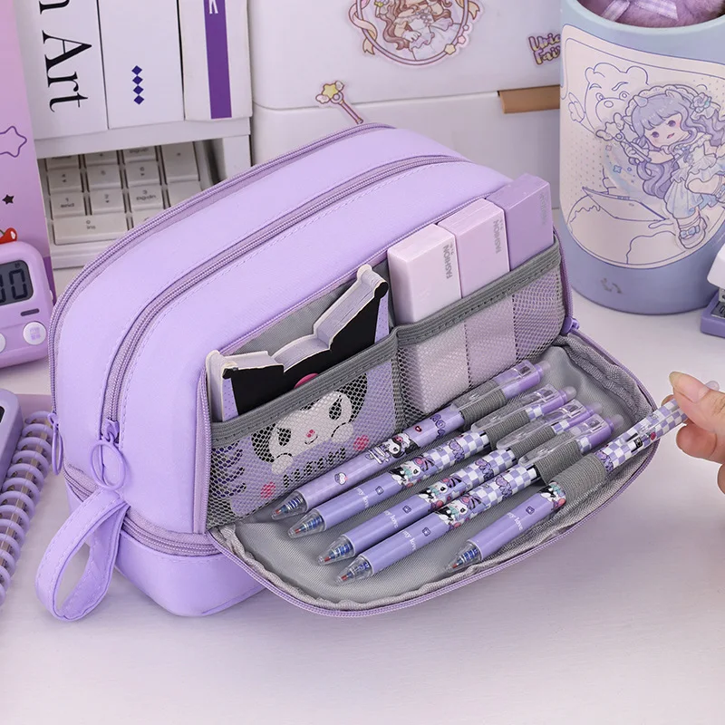 New pencil case back to school essential large capacity school supplies pencil eraser ruler storage bag stationery box view 4
