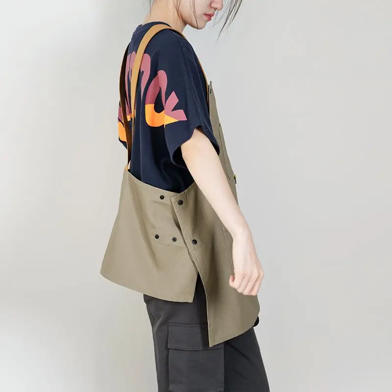 Korean canvas waterproof apron vest two-piece loose household solid color tooling wind