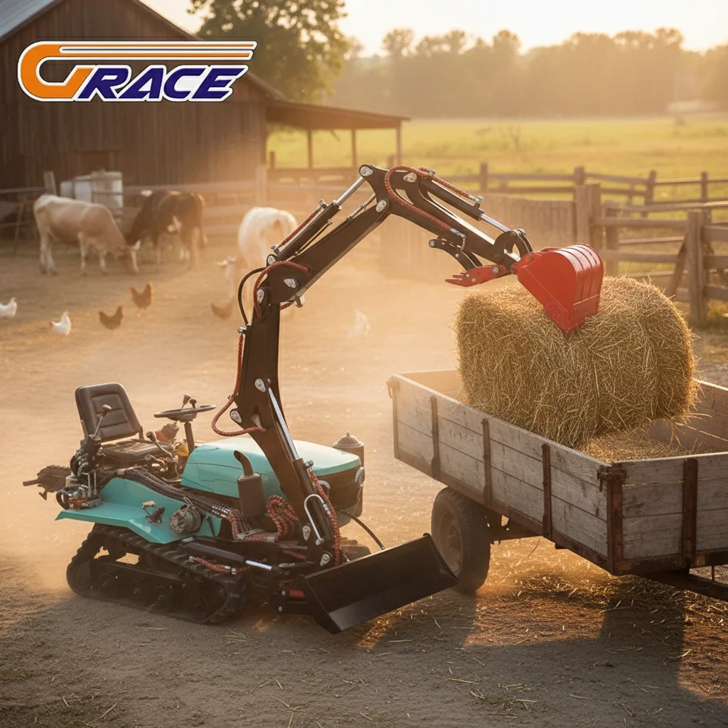 

35HP Mini Crawler Tractor Front Loader Farm Construction Use EPA Approved Multi Attachment Digger Ripper Fast Ship