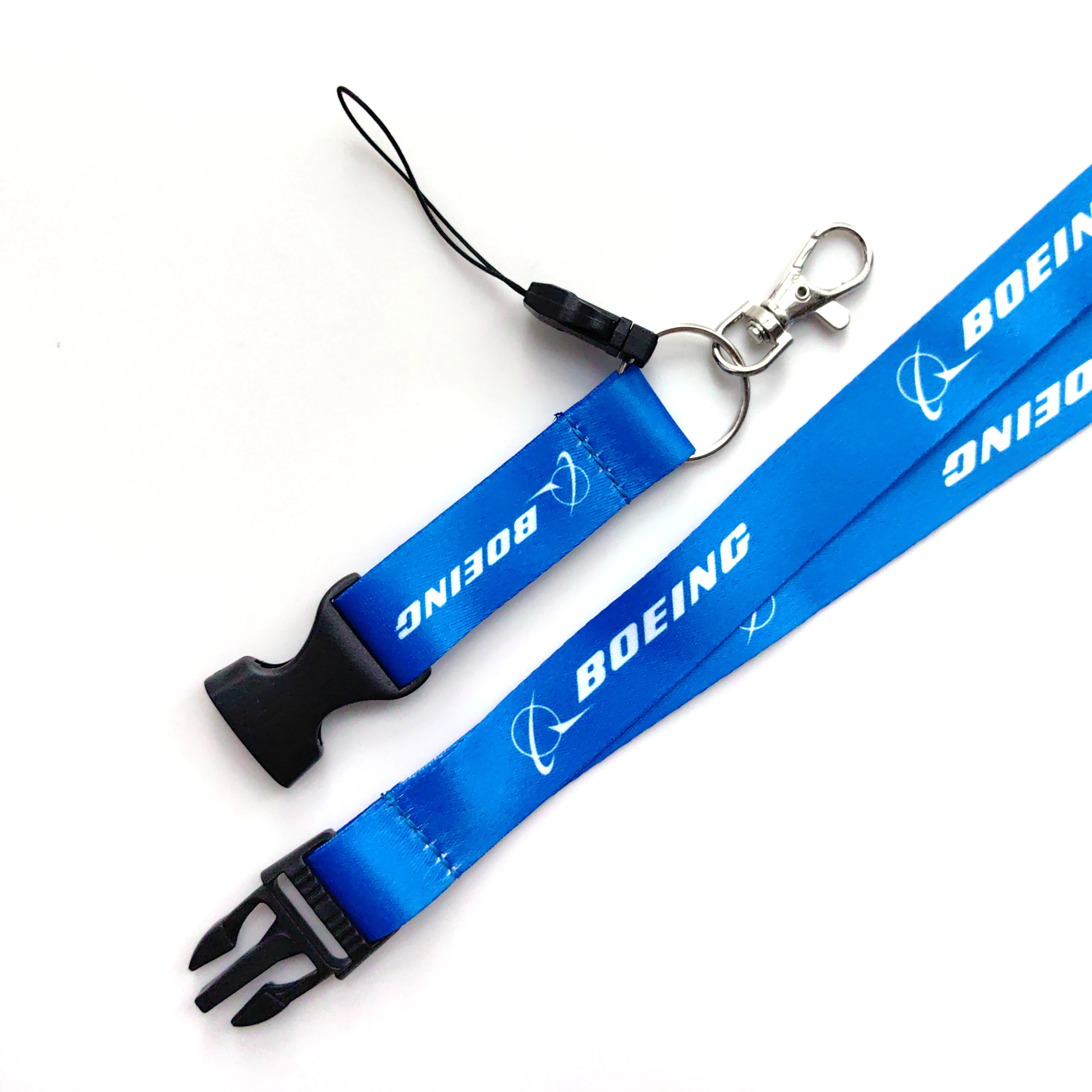 1PC Fashion Trinket Polyester Boeing Blue Lanyard Belt Buckle Lanyard Key Chain Suitable For ID Card Christmas Gift