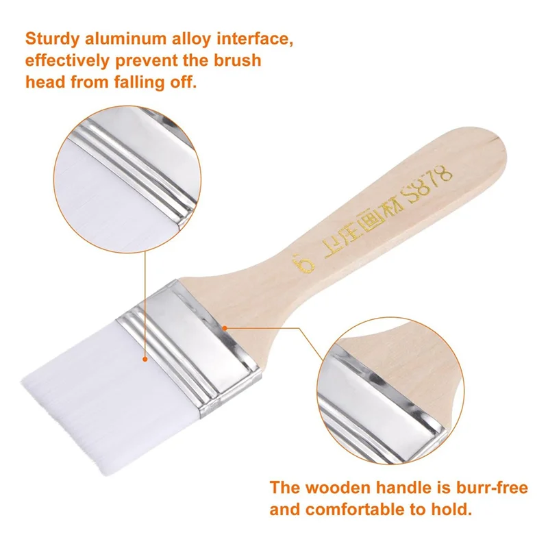 

KEKA 15Pcs Paint Brushes Paint Brush Nylon Flat Wall Paint Brush Soft Bristle With Wood Handle For Painting DIY