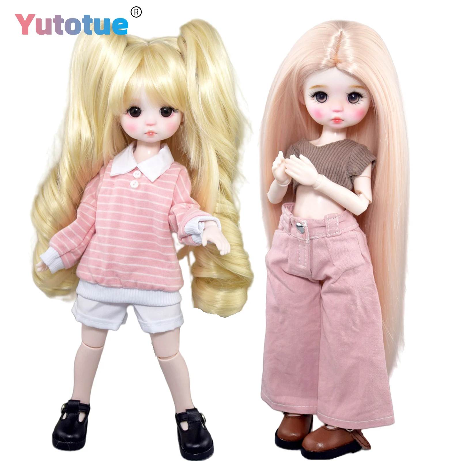 

YUTOTUE 30cm Height Girl Doll with Fashion Outfits Shoes Full Set Hair Wig Eyes Changeable Mini BJD Doll Kids Gift