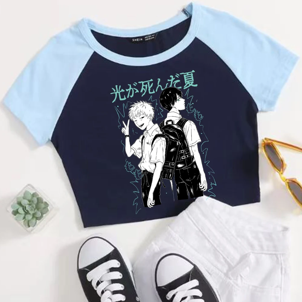 Anime The Summer Hikaru Died Crop Tops Sexy Girl Harajuku Manga Tee T-shirt