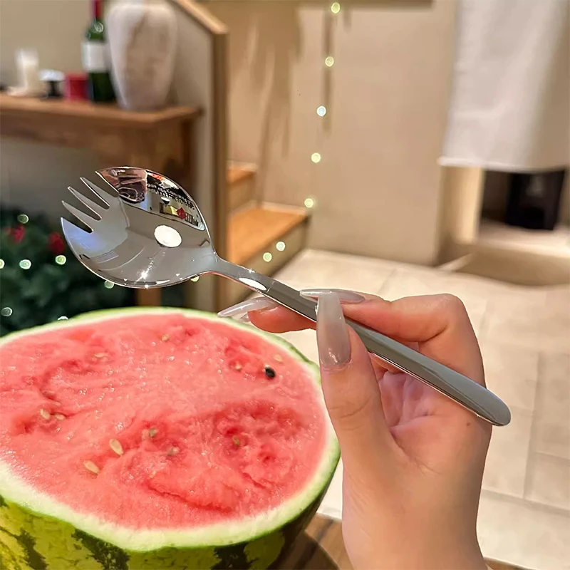 Stainless Steel Salad Spoon Creative Fork Pasta Instant Noodle Watermelon Cake Dessert Cake Dessert Fork