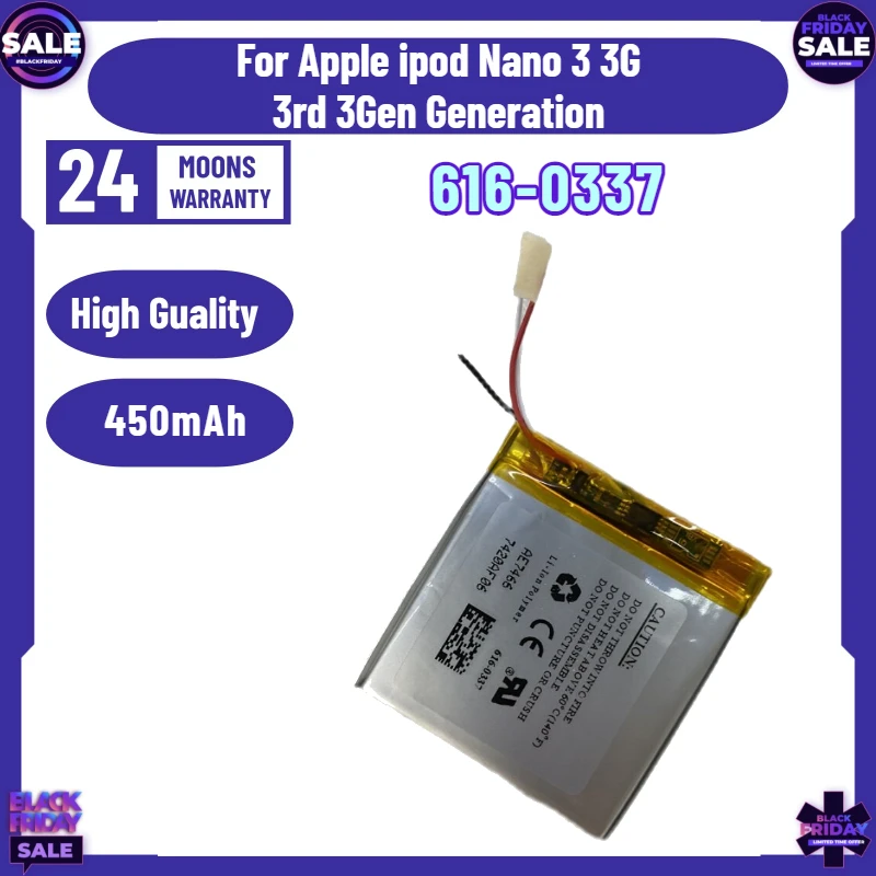450mAh 616-0337 Replacement Battery for AppleiPod Nano 3 3rd Gen 3TH Generation 3TH MP3 A1236 Nano3 Battery