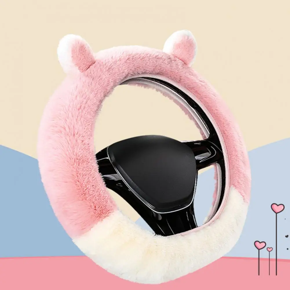 

Steering Wheel Protector Soft Rabbit Ear Design Fine Workmanship Cute Cartoon Steering Wheel Cushion for Vehicle