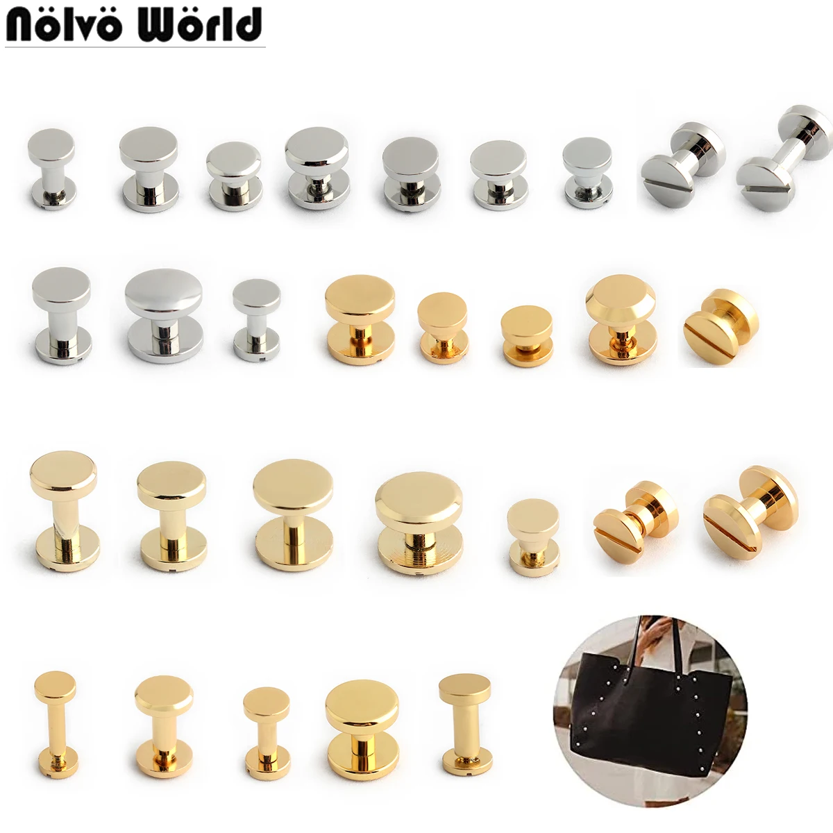 10/30/100PCS Copper 6-15mm Round Head Screws Nail For Wallet Shoes Bag Clothes Button Strap Binding Chicago Rivets Accessories