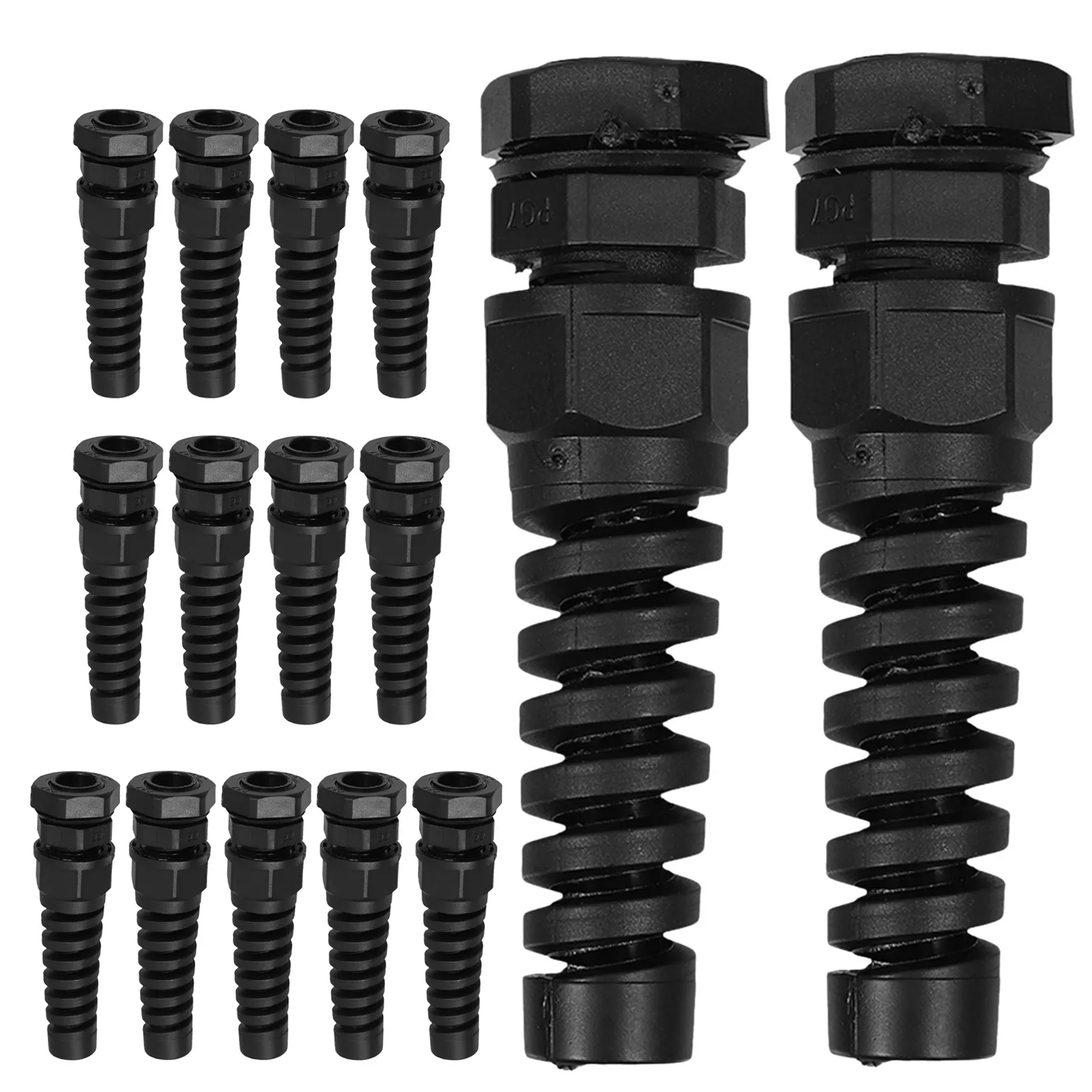 15Pcs Nylon Cable Glands Industrial Waterproof Spiral Connector for Control Panel Outdoor Cable Entry Gland Waterproof Cord Grip