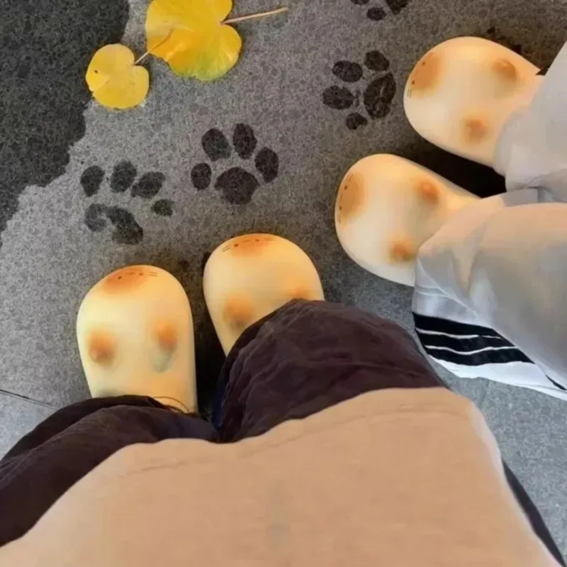 Ultra Light Cute Plush Cotton Slippers Outdoor Home Waterproof Warm Shoes Autumn and Winter Non-slip Bottom Cats Paws Slipper