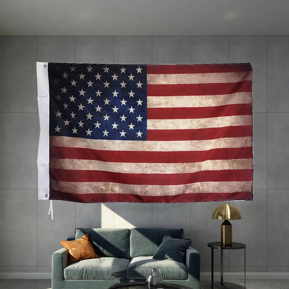 

USA United States Antique do the old Flag Retro Banner Graphic Custom Printed Flag Polyester Shaft Cover Brass Grommets Design