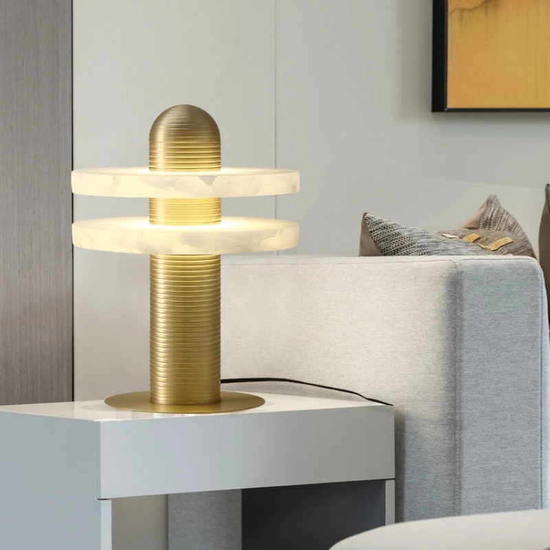 اسبانيا الفاخرة الرخام الطبيعي LED الطابق ضوء الحديثة مصمم شخصية ديكور دراسة غرفة نوم السرير فندق مصابيح طاولة الحد الأدنى #1