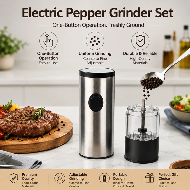 Electric Pepper Grinder Household Kitchen Black Pepper Sea Salt Rechargeable Pepper Electric Grinder Kitchen Cooking Tool